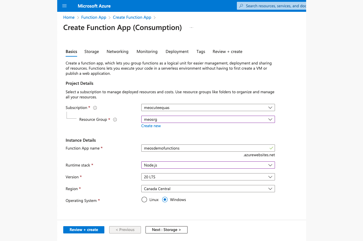 Create Azure Function App